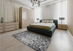 Patterned Dark Gray Rug in a Bedroom, pat2066gry