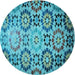 Square Patterned Teal Green Rug, pat2066lblu