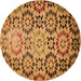 Square Patterned Saddle Brown Rug, pat2066org