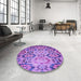 Round Patterned Purple Rug in a Office, pat2066pur