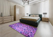 Patterned Purple Rug in a Bedroom, pat2066pur