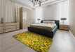 Patterned Dark Bronze Brown Rug in a Bedroom, pat2066yw