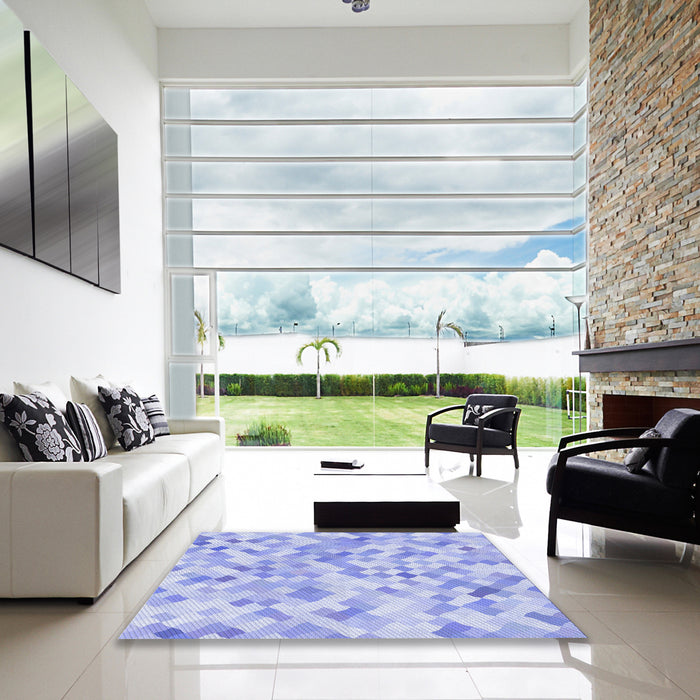 Machine Washable Transitional Sky Blue Rug in a Kitchen, wshpat2068blu