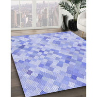 Patterned Sky Blue Rug, pat2068blu