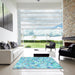 Machine Washable Transitional Blue Turquoise Green Rug in a Kitchen, wshpat2068lblu