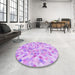 Round Patterned Purple Rug in a Office, pat2068pur