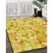 Patterned Bold Yellow Rug in Family Room, pat2068yw