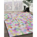 Patterned White Gold Modern Rug in Family Room, pat2068