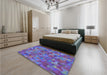 Patterned Blue Rug in a Bedroom, pat2069lblu