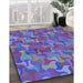 Machine Washable Transitional Blue Rug in a Family Room, wshpat2069lblu