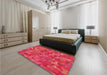 Patterned Red Rug in a Bedroom, pat2069org