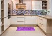 Patterned Fuchsia Magenta Purple Rug in a Kitchen, pat2069pur