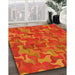 Patterned Neon Orange Rug in Family Room, pat2069yw