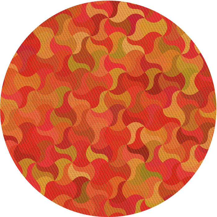 Square Patterned Neon Orange Rug, pat2069yw