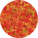 Square Patterned Neon Orange Rug, pat2069yw