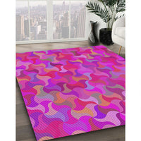 Patterned Deep Pink Modern Rug, pat2069