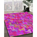 Patterned Deep Pink Modern Rug in Family Room, pat2069