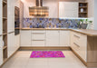 Patterned Deep Pink Modern Rug in a Kitchen, pat2069