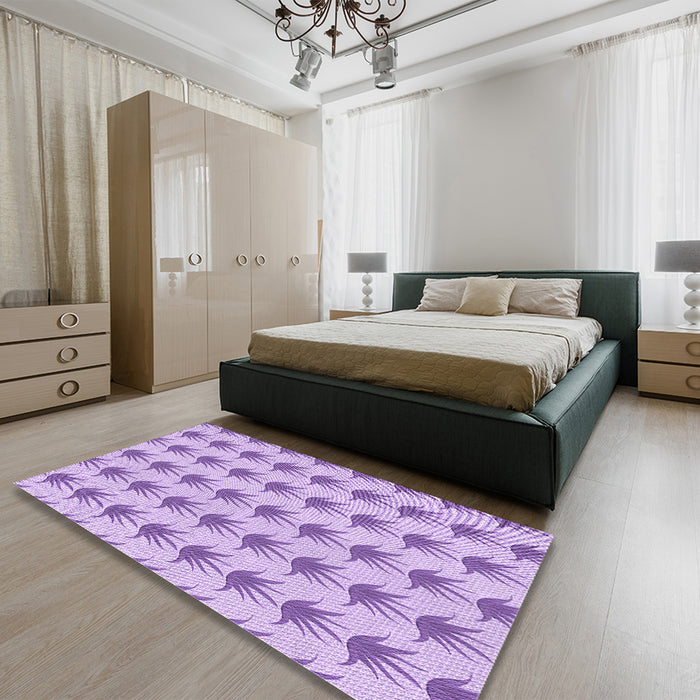 Patterned Purple Rug in a Bedroom, pat207pur