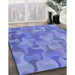 Patterned Sky Blue Rug in Family Room, pat2070blu