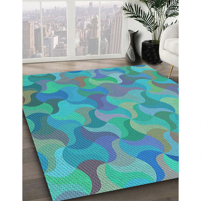 Machine Washable Transitional Glacial Blue Ice Blue Rug in a Family Room, wshpat2070lblu