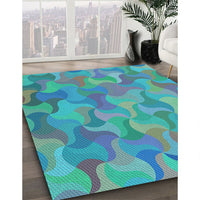 Patterned Glacial Blue Ice Blue Rug, pat2070lblu