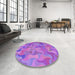 Round Patterned Purple Rug in a Office, pat2070pur