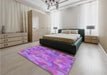 Patterned Purple Rug in a Bedroom, pat2070pur