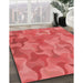 Patterned Red Rug in Family Room, pat2070rd