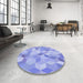 Round Patterned Light Slate Blue Rug in a Office, pat2071blu