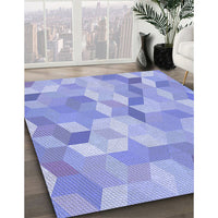 Patterned Light Slate Blue Rug, pat2071blu