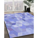 Patterned Light Slate Blue Rug in Family Room, pat2071blu