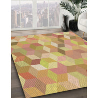 Patterned Chrome Gold Yellow Rug, pat2071brn