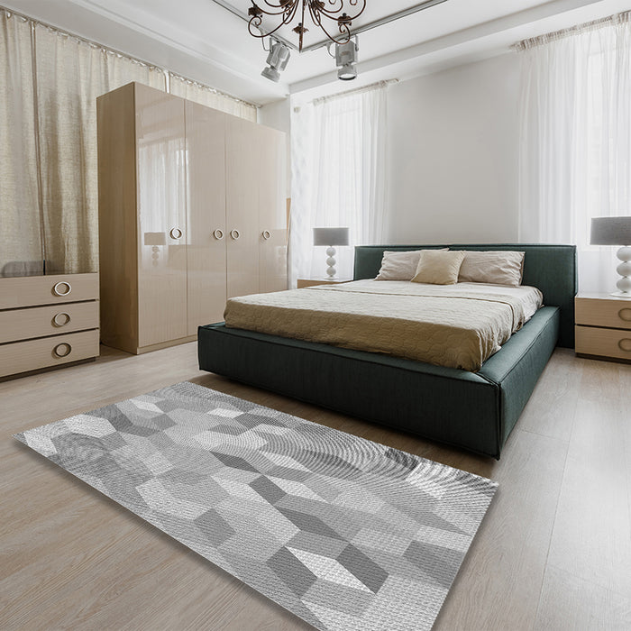 Patterned Gray Rug in a Bedroom, pat2071gry