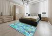 Patterned Koi Blue Rug in a Bedroom, pat2071lblu