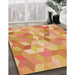 Patterned Bright Orange Rug in Family Room, pat2071org