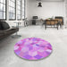 Round Patterned Violet Purple Rug in a Office, pat2071pur