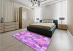 Patterned Violet Purple Rug in a Bedroom, pat2071pur