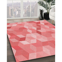 Patterned Light Salmon Pink Rug, pat2071rd