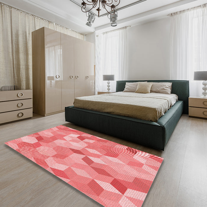 Patterned Light Salmon Pink Rug in a Bedroom, pat2071rd