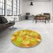 Round Patterned Yellow Rug in a Office, pat2071yw