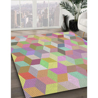 Patterned Sage Green Modern Rug, pat2071