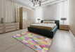 Patterned Sage Green Modern Rug in a Bedroom, pat2071