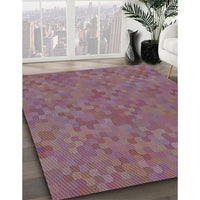 Patterned Rosy Pink Rug, pat2072lblu