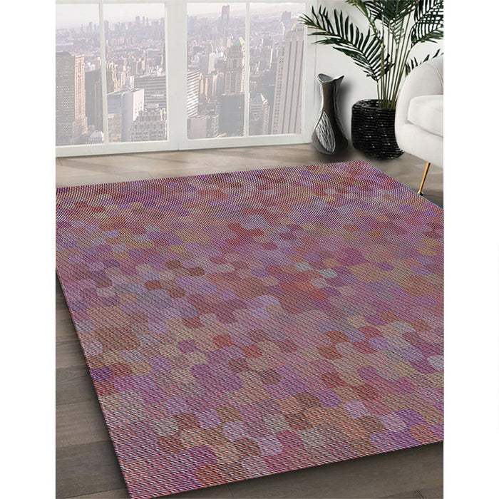 Patterned Rosy Pink Rug in Family Room, pat2072lblu