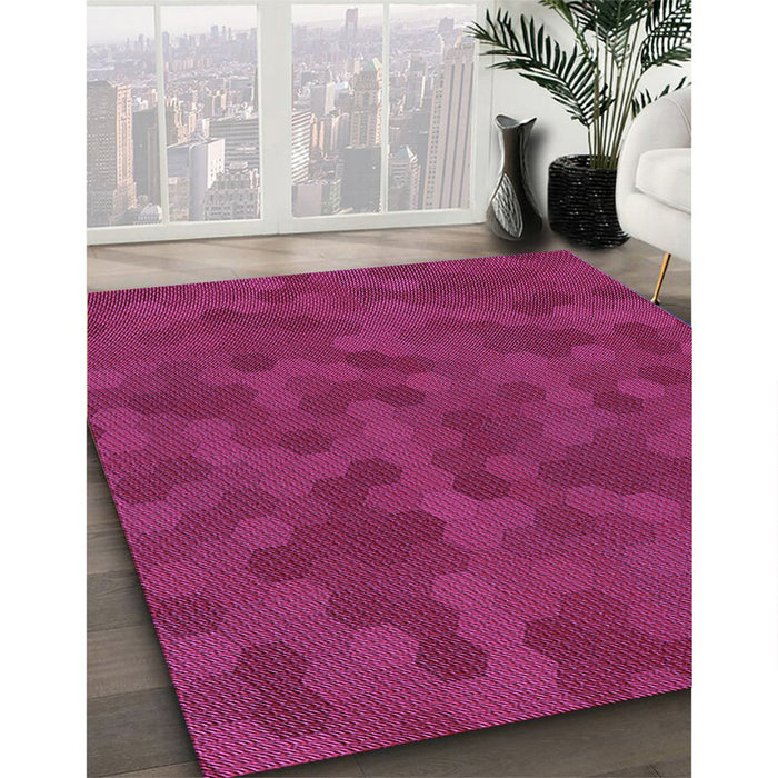 Patterned Deep Pink Rug in Family Room, pat2073pur