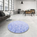 Round Patterned Blue Rug in a Office, pat2074blu