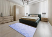 Patterned Blue Rug in a Bedroom, pat2074blu