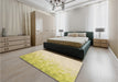 Patterned Metallic Gold Rug in a Bedroom, pat2074brn