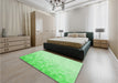 Patterned Green Rug in a Bedroom, pat2074grn